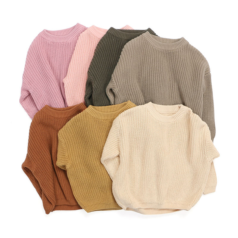 Boutique di alta qualità Autunno primavera bambino bambino cucchiaio pullover a maglia per bambini maglione di colori solidi