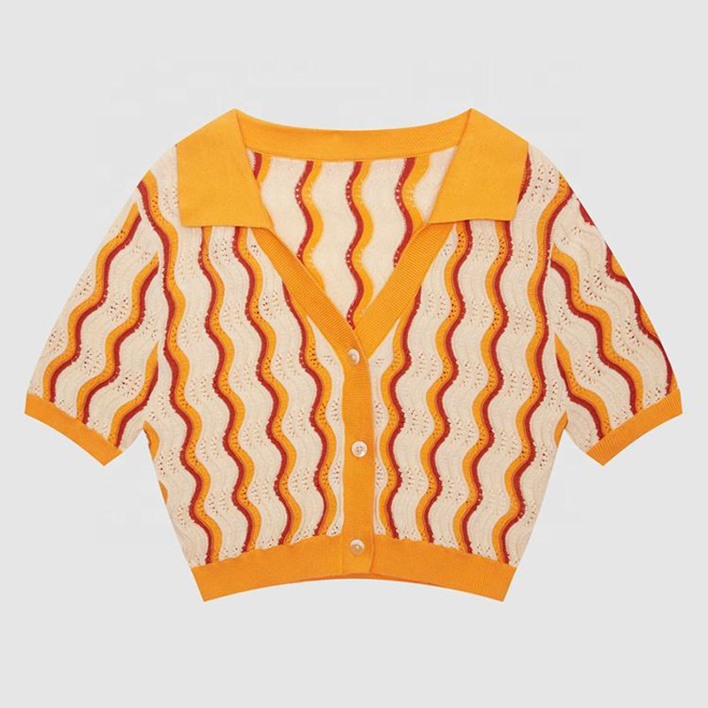 2023 Design Nuovo design da donna personalizzata da maglieria a V Nicco t-shirt estate a manica corta maglione cardigan a manica corta