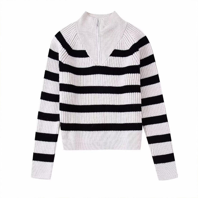 Autumn New Fashion Stripe Magni a maglia a maglia a maglia vintage a maniche lunghe Pallover chic chic