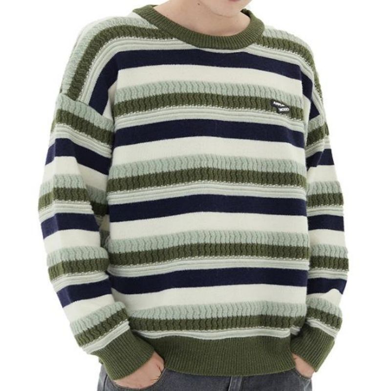 Maglione maglione a manica lunga a righe a maglia per uomini e donne